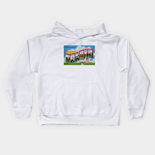 Greetings from North Dakota - Vintage Large Letter Postcard Kids Hoodie